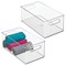 mDesign Plastic Storage Organizer Bin with Handles for Closets, 2 Pack - Clear